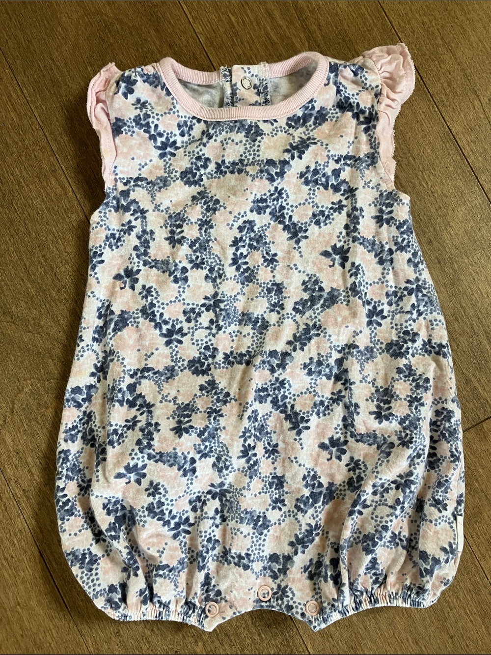 Burt's Bees Baby Pink and Blue Floral Baby One-Piece Bodysuit